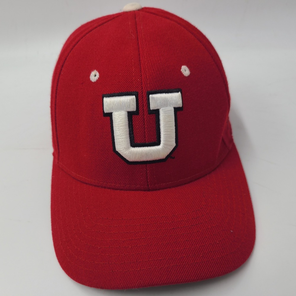 Utah Utes Hat Fitted 7 1/4 Zephyr Red White NCAA University Logo Wool Blend Men